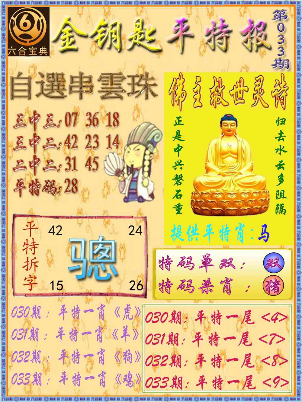 033期金钥匙平特报[图]